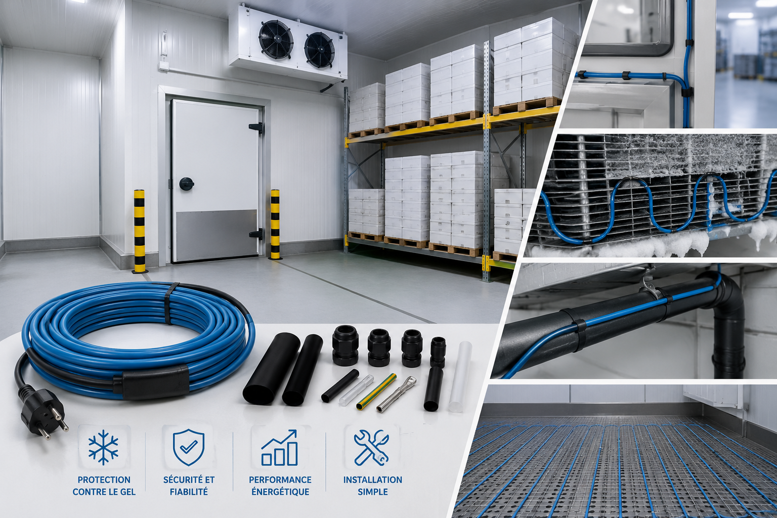 Produits de réfrigération ELTRACE avec câbles chauffants pour chambres froides, évaporateurs et évacuation des condensats